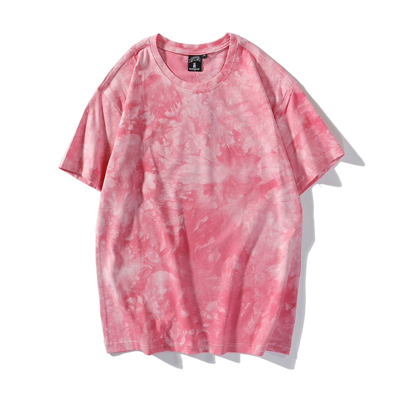 Custom Logo Shirts Summer Colorful Tops Gradient Short Sleeve T-shirts Tie Dye T Shirt