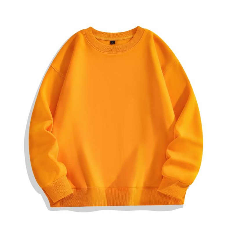 450g pure cotton Huamian silver fox velvet crewneck sweatshirt autumn and winter style plus velvet drop shoulder loose couple sweatshirt printed LOGO