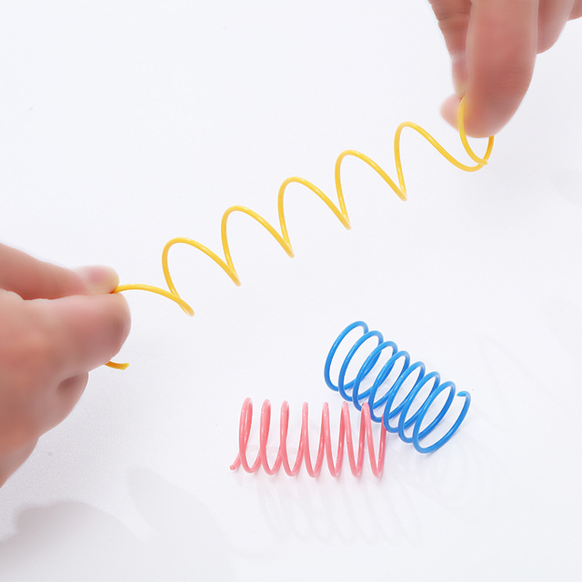 Kitten Interactive Toys Plastic Colorful Jumping Cat Spiral Spring Toy