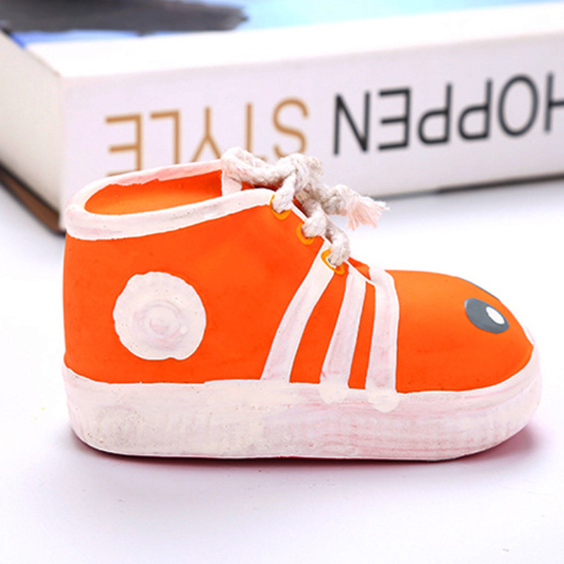 Eco-friendly Funny Shoe Design Latex Toy Squeaky Chew Shoes Dog Toy