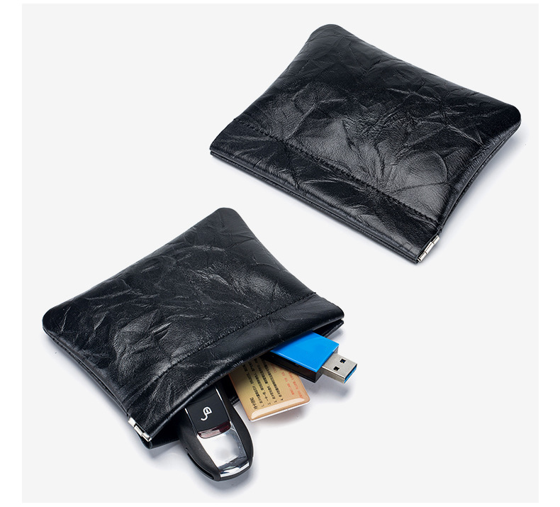  Luxury Mini Coin Wallet Wrinkle Leather Squeeze Coin Purse Pouch Change Holder for Men & Women