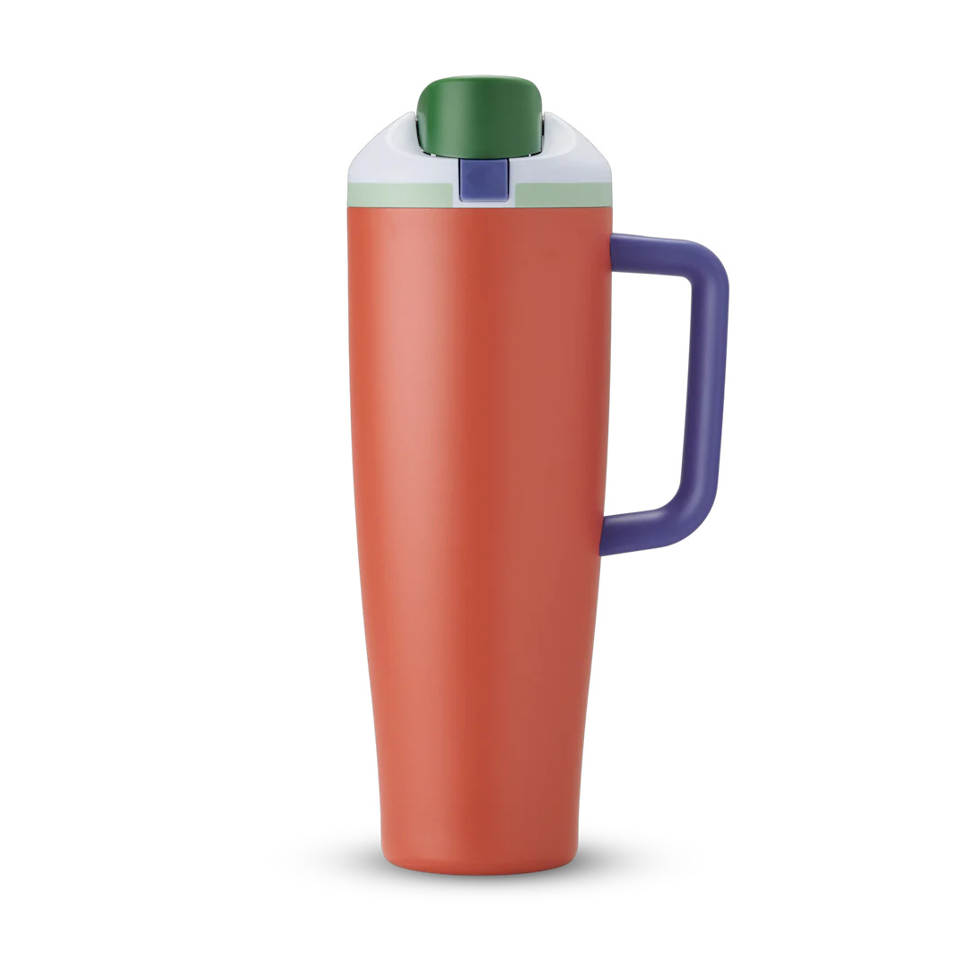 40oz Stainless Steel Large Capacity Tumbler with Handle Dual-use Car Cup with Straw