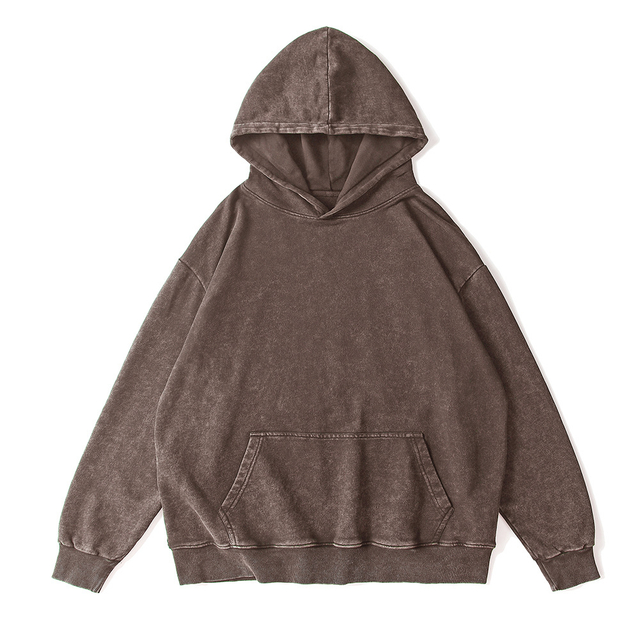 500g Washed Cotton Vintage Side-pocket Drop Shoulder Wax-dyed Oversized Hoodie