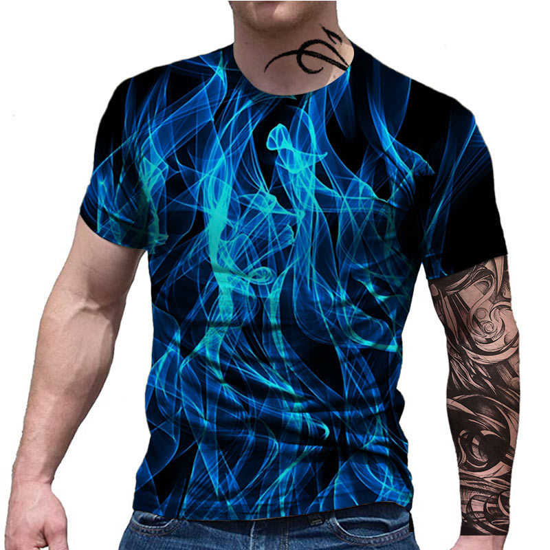 Men's Graphic Rainbow T Shirt Short Sleeve 3D Print Round Neck Shirt Streetwear Exaggerated Basic Daily Going Out Clothing