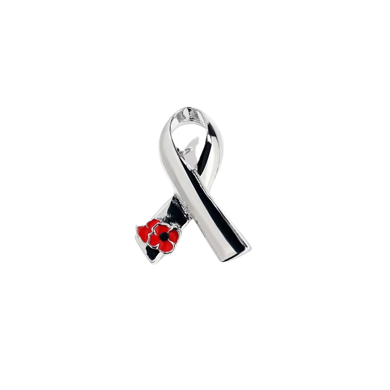 High Quality Aids Logo Promotional Gifts Customizable Ribbon Metal Brooch