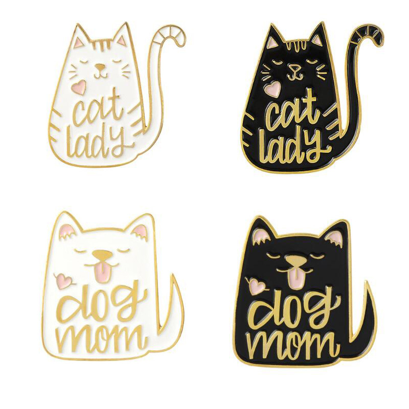 Cute Decoration Promotional Gifts Customizable Cat and Dog Metal Brooch Pin