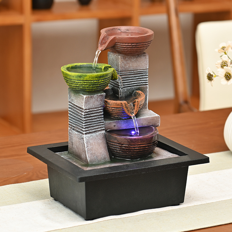 Decoration Indoor Resin Fengshui Natural Tabletop Water Fountain for Office Home&bedroom