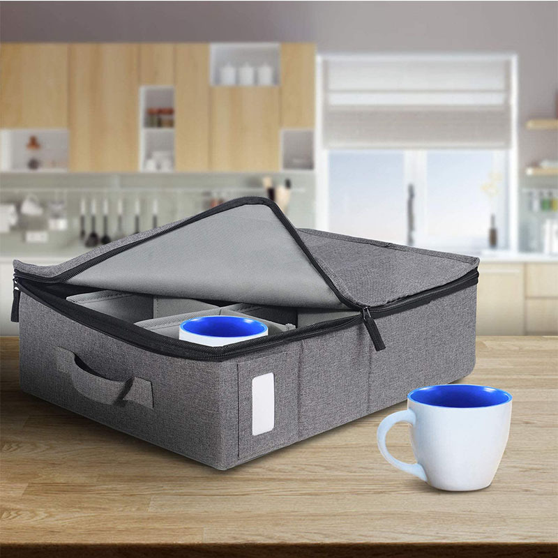 Mugs & Cups Storage Stackable Dinnerware Containers with Felt Dividers for Dishes