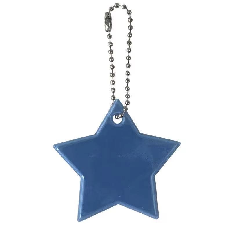 Star Colorful Promotional Gift PVC Custom LOGO Reflective Key Chain Safety