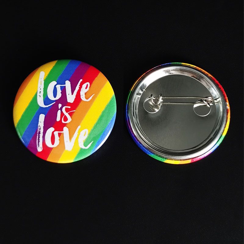 Coloful LGBT rainbow Bisexual Promotional Accessories Customizable Botton Tinplate Brooch