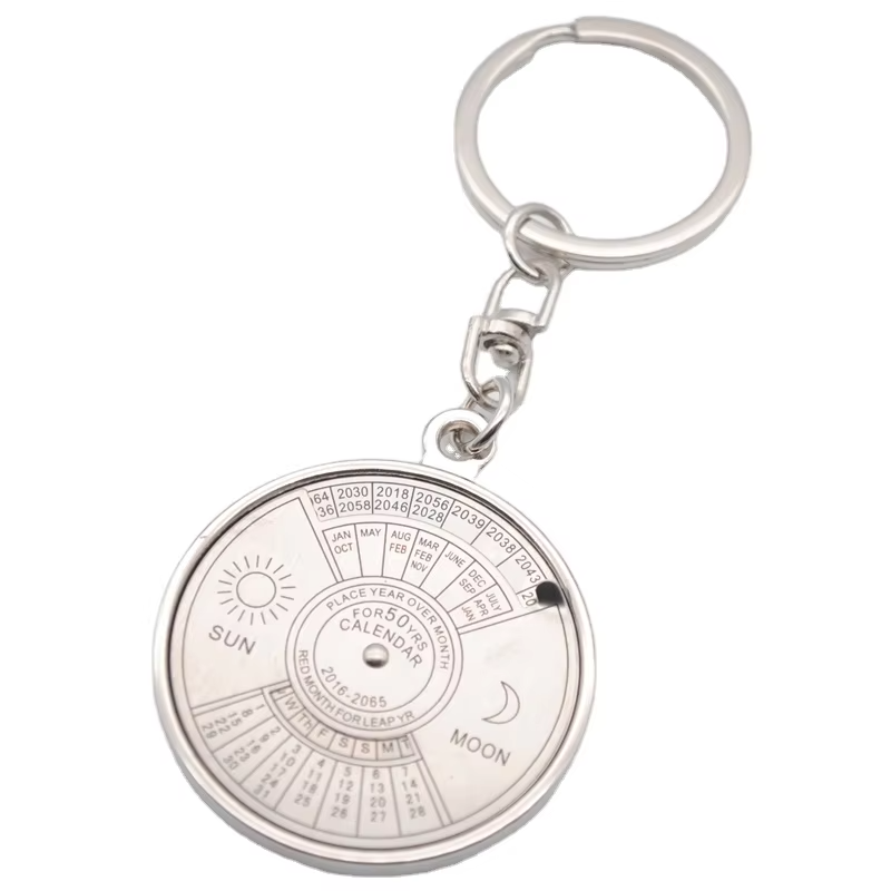 Perpetual Calendar Gifts Promotional Souvenir Custom Metal Coin Keychain
