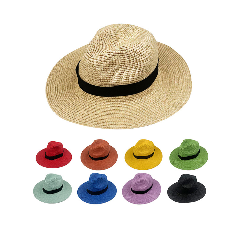 Summer Collapsible Wholesale Outdoor Promotional Custom Color Straw Hat