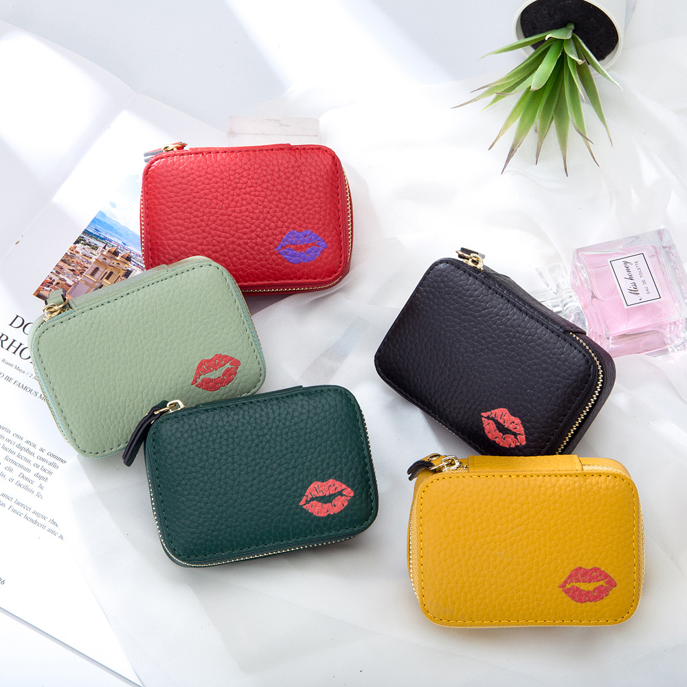 Mini Portable Leather Make up Lipstick Case Cosmetic Bags Lip Gloss Holder Bag With Mirror for Girls