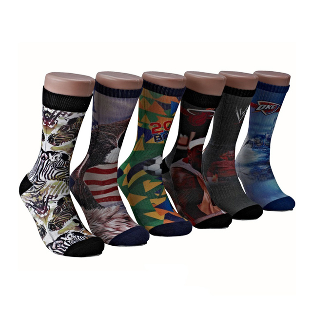 Fancy Fashion Breathable Sport Promotional Gifts Custom Digital Printing Cotton Running Socks Crew Socks