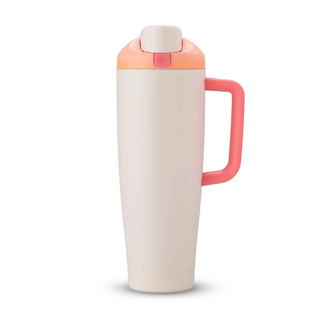 40oz Stainless Steel Large Capacity Tumbler with Handle Dual-use Car Cup with Straw