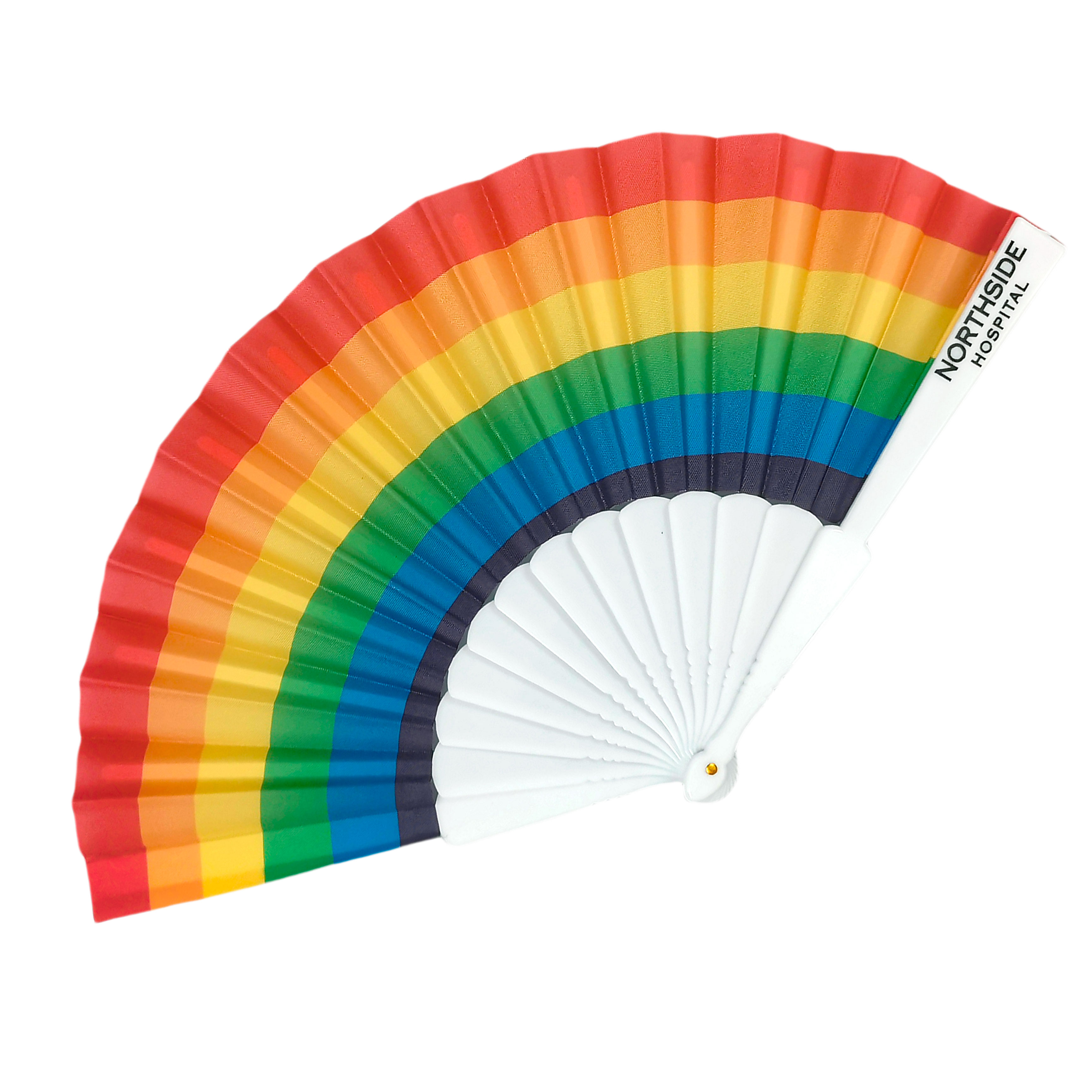 Give Away Promotional Items Custom Pattern Plastic Folding Chinese rainbow Hand Fans