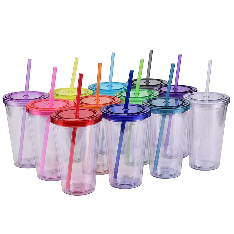 High Quality Takeaway Ice Cream Cold Drink Custom PET Plastic patron Reusable Cups with Lid&straw
