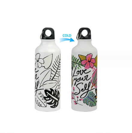 Cold Discoloration Outdoor Sports logo Promotional Aluminum Water Bottle Pattern Changes with Temperature