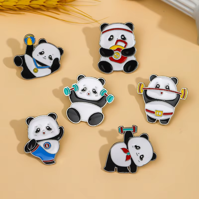Cartoon Lovely Panda Promotional Souvenir Enamel Pin Customizable Brooch