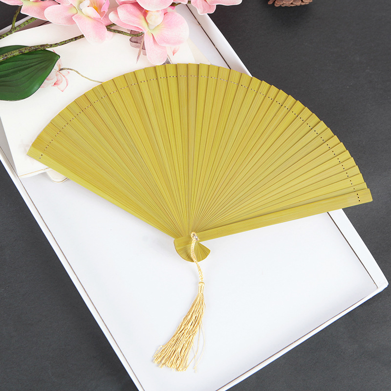 Custom Promotional Fans Engrave logo Hand Held Fan Chinese Folding Bamboo Wood Mini Hand Fan