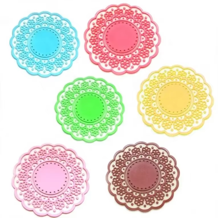 Decoration Silicone Flower Promotional Tableware Round Mats for Juice bar