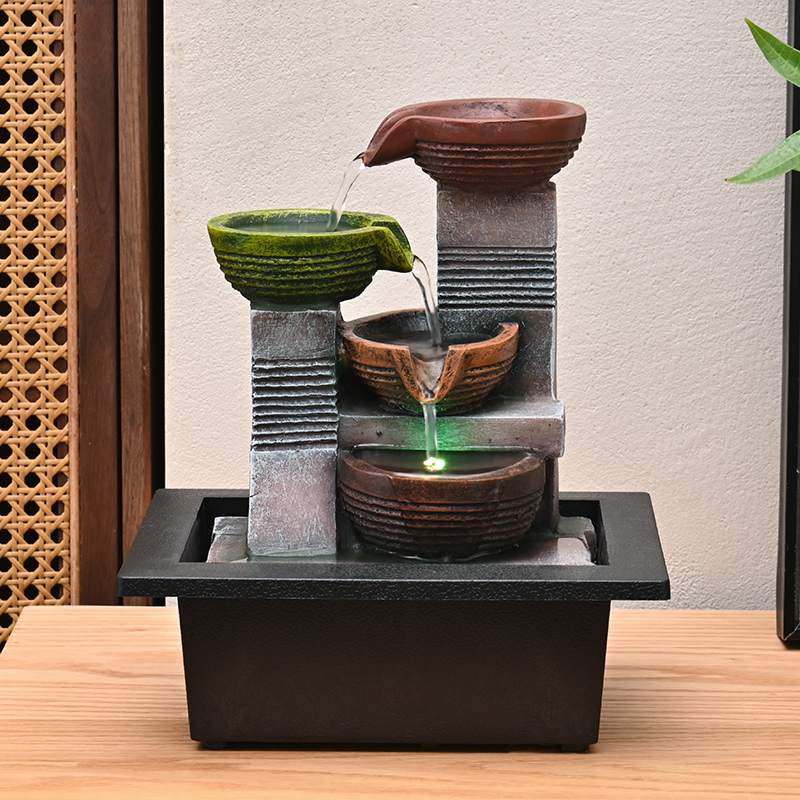 Decoration Indoor Resin Fengshui Natural Tabletop Water Fountain for Office Home&bedroom