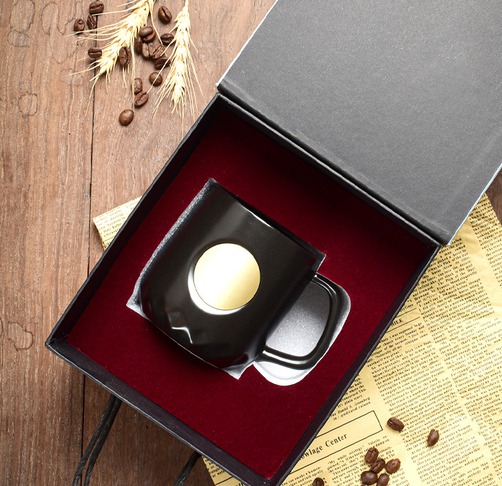 Promotional Business Gift Custom Reusable Ceramic Cup Set with Covers&spoon