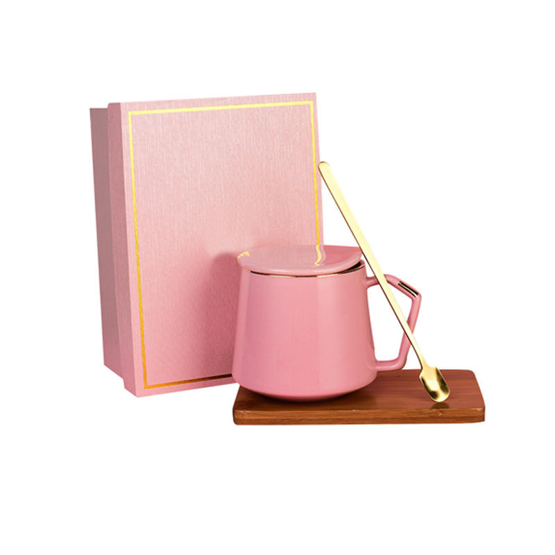 Luxury Office Gift Set Promotional Custom Ceramic Cup Set with Lid Spoon
