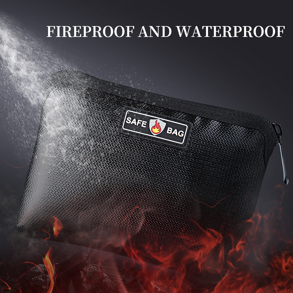 High Quality Mini Zippered Double Layer Fireproof Bag Non-Flammable Silicone Fiberglass Corrosion Resistant Cash Wallet Storage