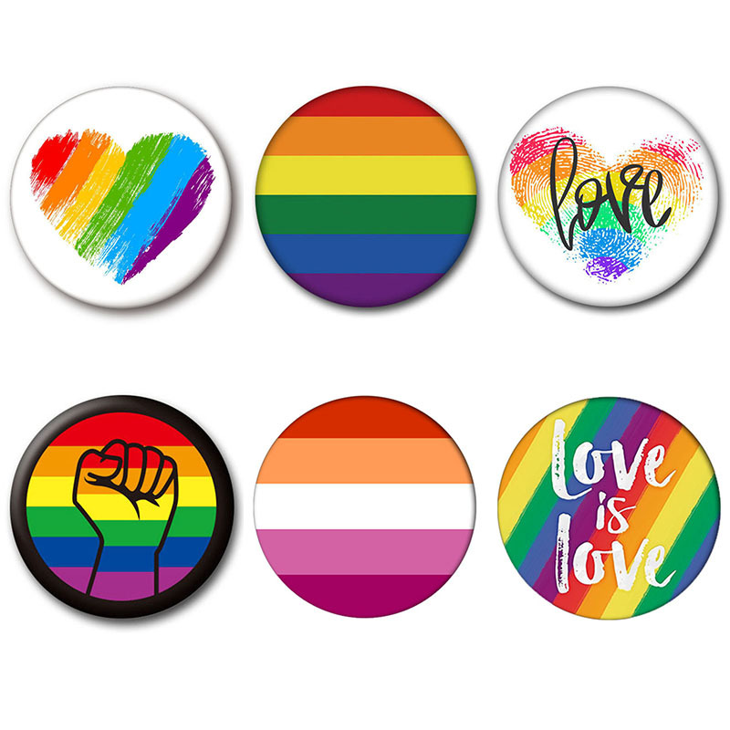 Coloful LGBT rainbow Bisexual Promotional Accessories Customizable Botton Tinplate Brooch