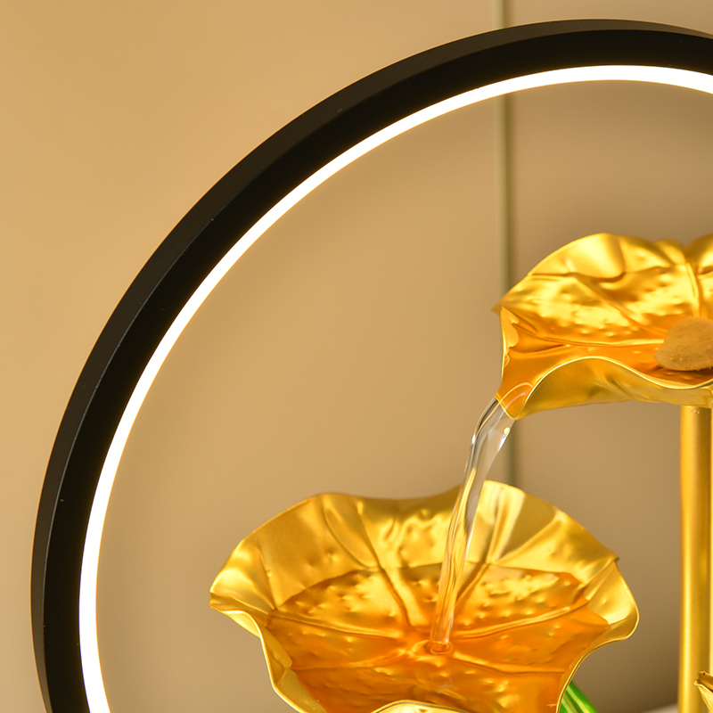 DIY Indoor LED Ring Light Natural Rocks Tabletop Water Fountain Decor for Office Home&bedroom