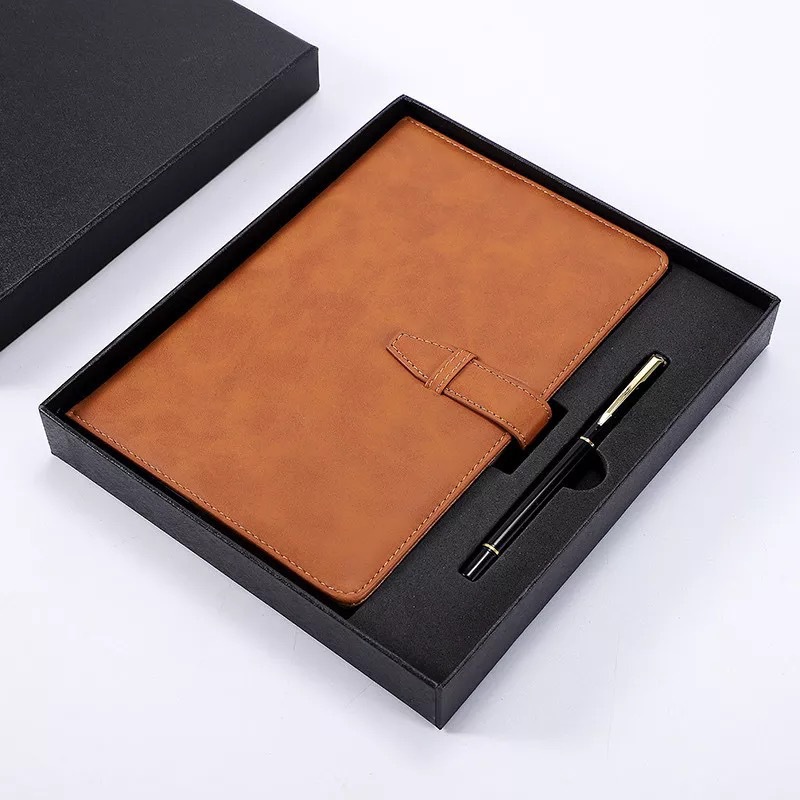 Office Supplies Custom LOGO Promotional Gift Leather Notebook with Box and Pen