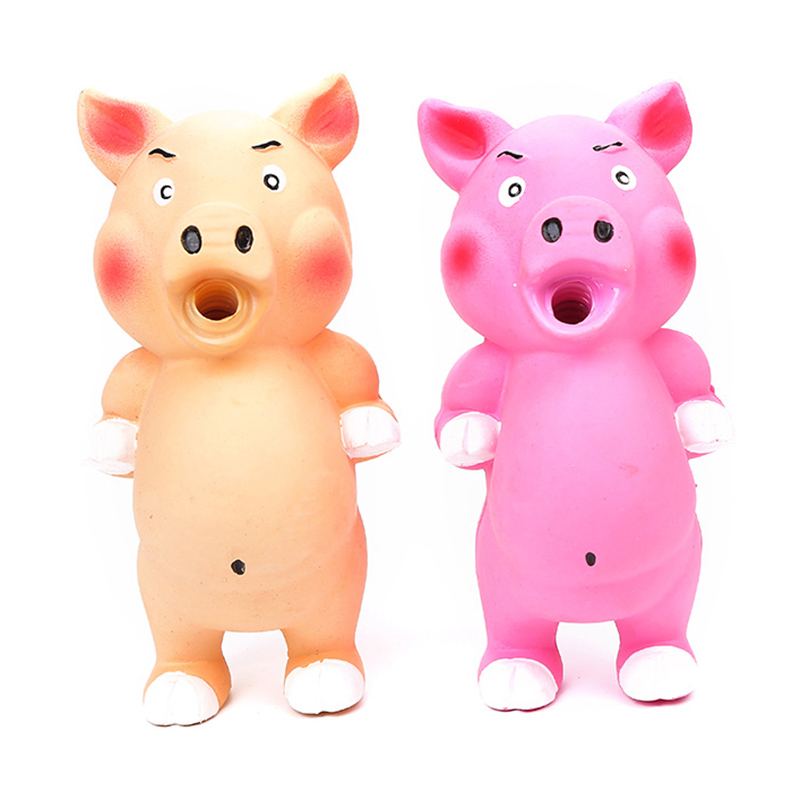 Cute Pig Rubber Donuts Chewing Squeak Toy Fetch Play Balls for Puppy Dog Pets