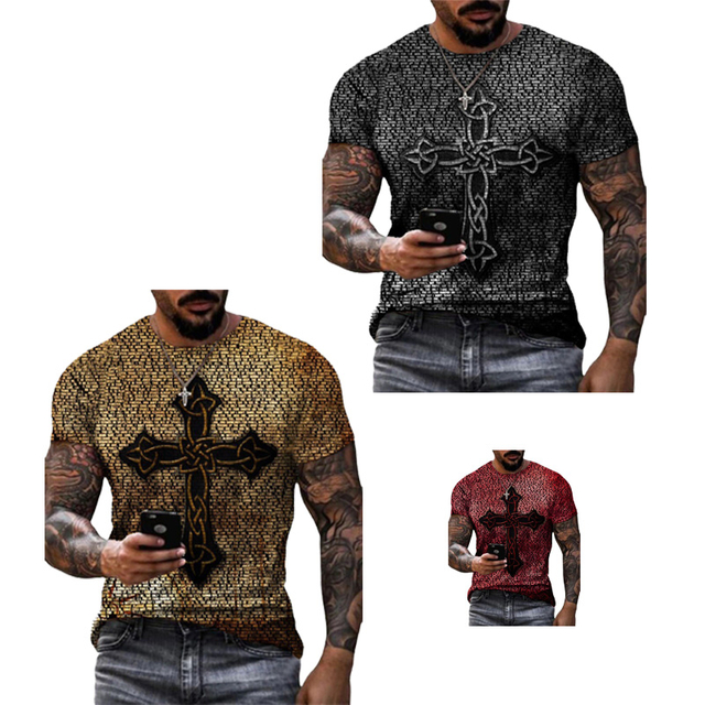 3D Print European and American style T-shirt summer men's retro digital printing short-sleeved T-shirt