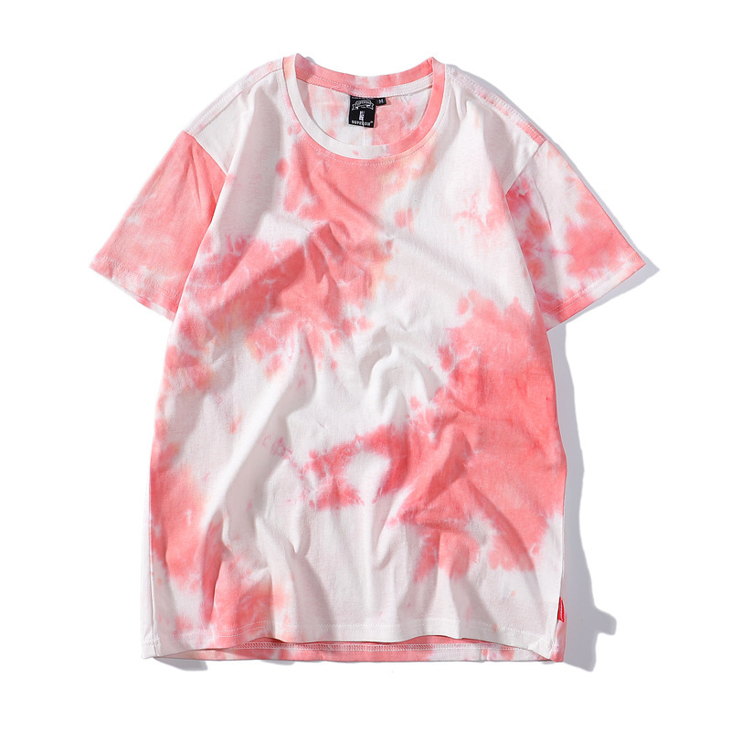 Custom Logo Shirts Summer Colorful Tops Gradient Short Sleeve T-shirts Tie Dye T Shirt