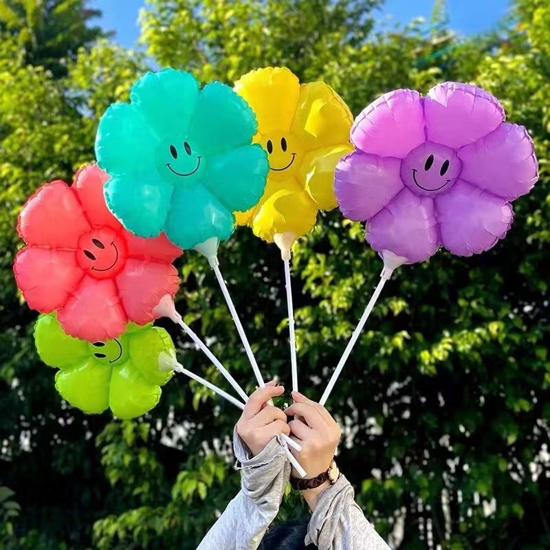 Flower Cartoon Promotional Kids Birthday Custom Size Foil Balloon