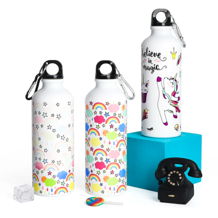Cold Discoloration Outdoor Sports logo Promotional Aluminum Water Bottle Pattern Changes with Temperature
