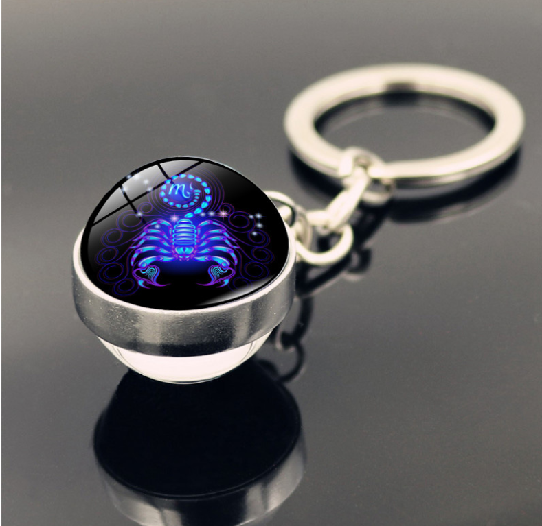 12 Constellations Trendy Durable Custom Printed Metal Pendant Keychain for Gifts