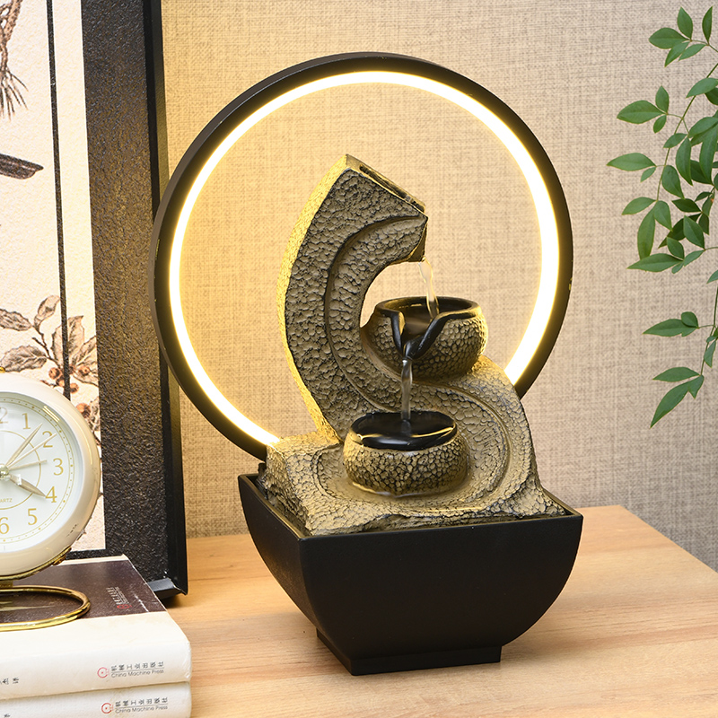 Home Decoration Indoor Waterfall Resin Natural Tabletop Water Fountain for Office Home&bedroom
