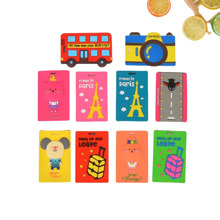National Flag Address PVC 3D Custom LOGO Hotel Boarding Luggage Tag Travel Label for Travel Bag