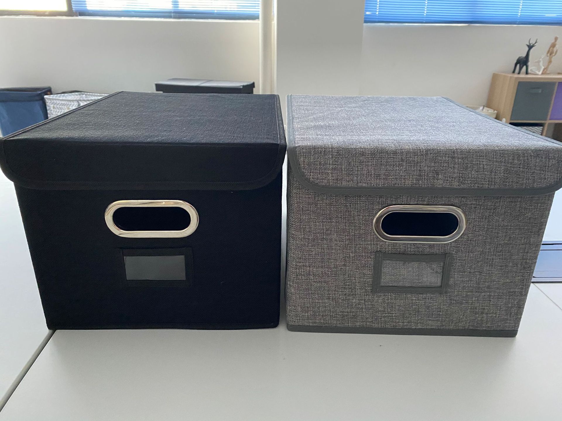 Modern Design Foldable Linen File Document Storage Box with Lid Office File Organization Desktop Storage Cabinet