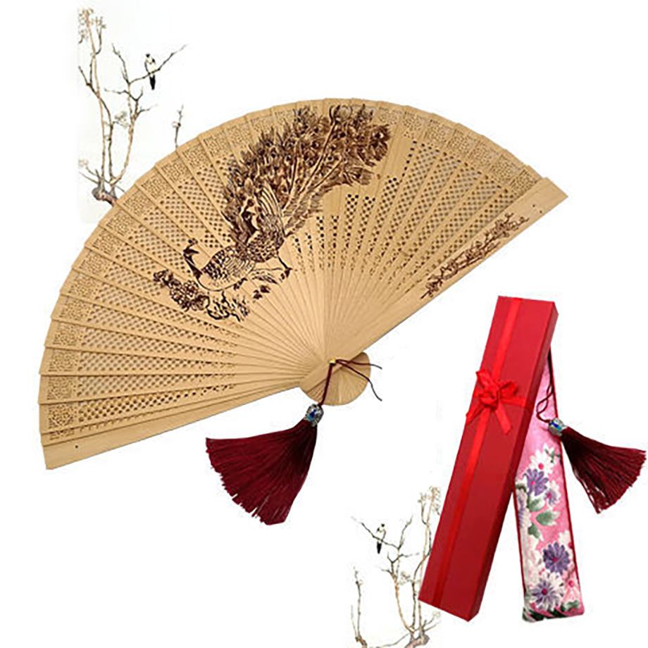 Handmade Natural High Quality Satin Fan Chinese Style Folding Fan for Wedding Hand Fan