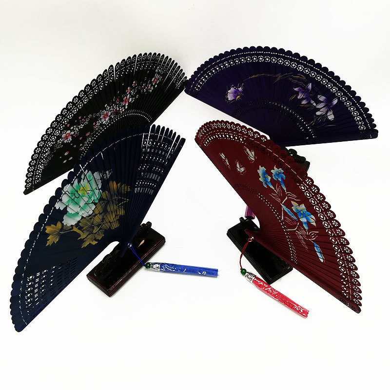 Wholesale cheap price Chineses fan custom bamboo hand fans for women engrave logo african folding fan