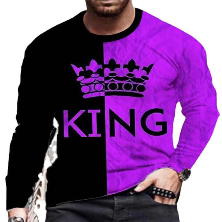 Men'S Color Block Classic Crown Print Long Sleeve Sports Walking Suit Cotton Breathable Men Suit Clothes Wear African for Men