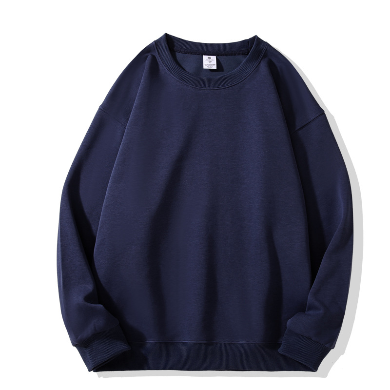 320g Spring/Autumn Drop Shoulder Crewneck Sweatshirt Plain Solid Color Smooth Cotton Minimalist Unisex Long Sleeve Pullover