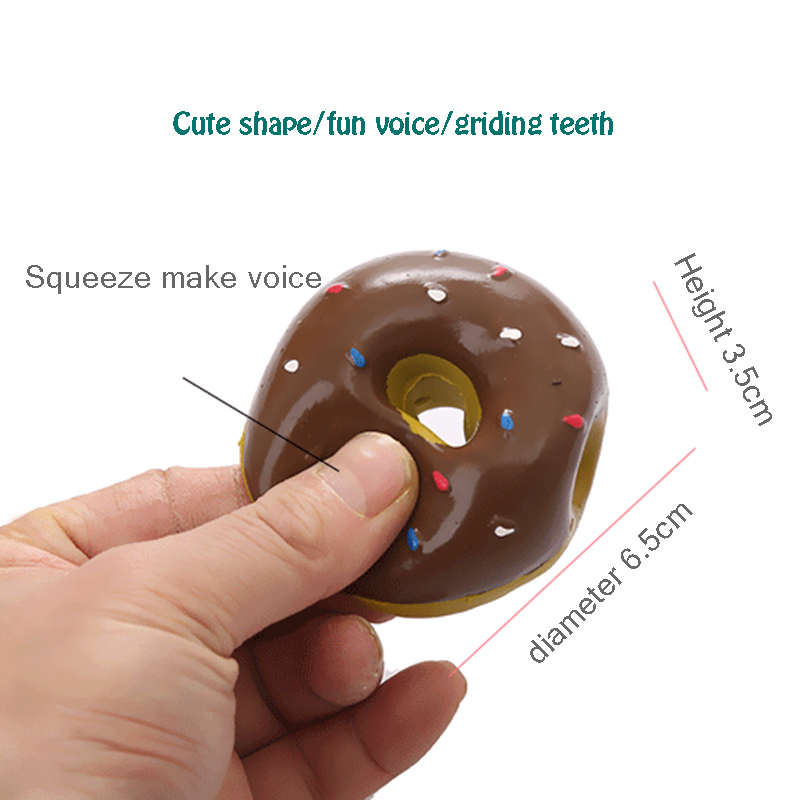 Squeaky Toys Latex Soft Dog Ball Toys Rubber Donuts Chewing Squeak Toy Fetch Play Balls for Puppy Small Medium Dog Pets