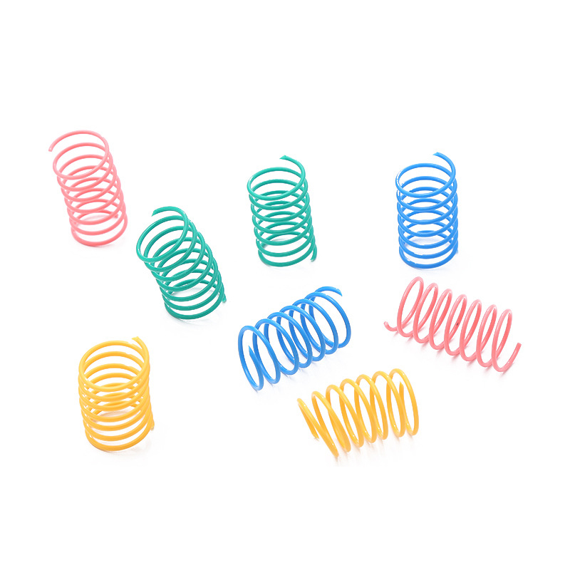 Kitten Interactive Toys Plastic Colorful Jumping Cat Spiral Spring Toy