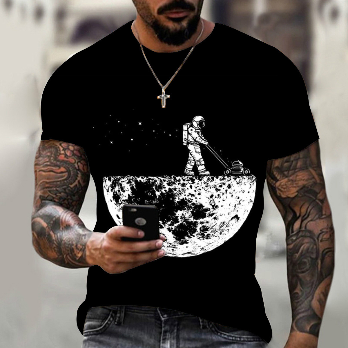 Wholesale Space Theme Quick Dry Comfortable Printed Short Sleeve Polyester Adult T Shirt Custom Tee Shirts