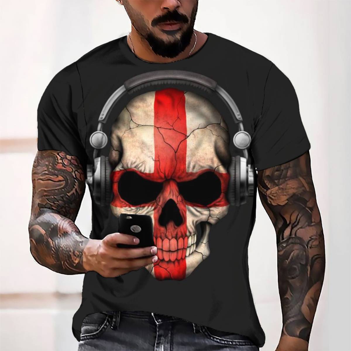 T-shirt 3D Printed Cross Henry Training Shirt Casual Street Style Men's Tops