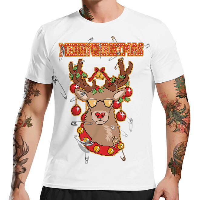 Christmas parent-child home wear sublimation printed tee shirt for activity